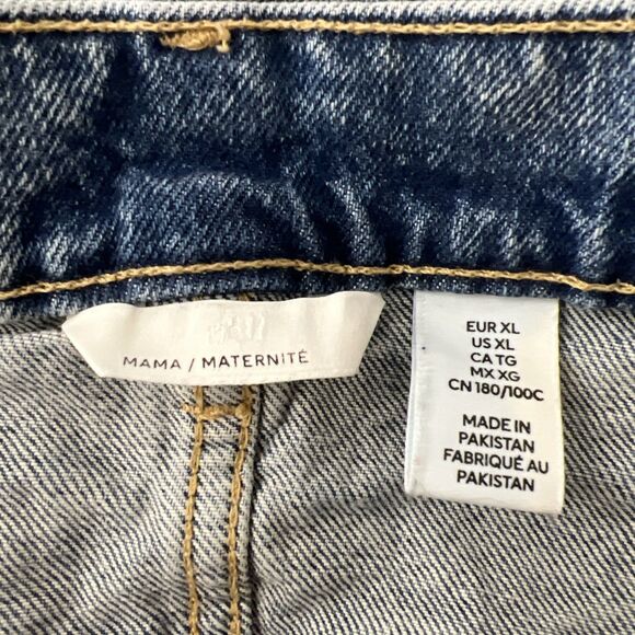 H&M Maternity Mama Denim Skirt Women Extra Large Blue Jean Front Slit Midi - Picture 3 of 8